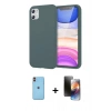 MARSİLYAN™- iPhone 11 Kılıf Kozmos Yansıma Özel Seri - Siyah 3D Antistatik Mat Seramik Nano Ekran Koruyucu + Neon Fosforlu Kamera Lens - TU