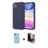 MARSİLYAN™- iPhone 11 Kılıf Kozmos Yansıma Özel Seri - Siyah 3D Antistatik Mat Seramik Nano Ekran Koruyucu + Neon Fosforlu Kamera Lens - TU