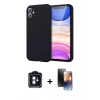 MARSİLYAN™- iPhone 11 Kılıf Kozmos Yansıma Özel Seri - Siyah 3D Antistatik Mat Seramik Nano Ekran Koruyucu + PVD Metal Kamera Lens - MI