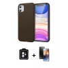 MARSİLYAN™- iPhone 11 Kılıf Kozmos Yansıma Özel Seri - Siyah 3D Antistatik Mat Seramik Nano Ekran Koruyucu + PVD Metal Kamera Lens - YL