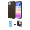 MARSİLYAN™- iPhone 11 Kılıf Kozmos Yansıma Özel Seri - Siyah 3D Antistatik Mat Seramik Nano Ekran Koruyucu + Neon Fosforlu Kamera Lens - TU