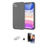 MARSİLYAN™- iPhone 11 Kılıf Kozmos Yansıma Özel Seri - Siyah 3D Antistatik Mat Seramik Nano Ekran Koruyucu + Renkli Kamera Lens Koruma Cam - PE