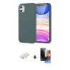 MARSİLYAN™- iPhone 11 Kılıf Kozmos Yansıma Özel Seri - Siyah 3D Antistatik Mat Seramik Nano Ekran Koruyucu + Renkli Kamera Lens Koruma Cam - SI