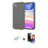 MARSİLYAN™- iPhone 11 Kılıf Kozmos Yansıma Özel Seri - Siyah 3D Antistatik Mat Seramik Nano Ekran Koruyucu + Renkli Kamera Lens Koruma Cam - SI