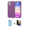 MARSİLYAN™- iPhone 11 Kılıf Kozmos Yansıma Özel Seri - Siyah 3D Antistatik Mat Seramik Nano Ekran Koruyucu + Neon Fosforlu Kamera Lens - TU