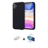 MARSİLYAN™- iPhone 11 Kılıf Kozmos Yansıma Özel Seri - Siyah 3D Antistatik Seramik Nano Ekran Koruyucu + Renkli Kamera Lens Koruma Cam - PE