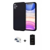 MARSİLYAN™- iPhone 11 Kılıf Kozmos Yansıma Özel Seri - Siyah 6D Antistatik Mat Seramik Hayalet Nano Ekran Koruyucu + Pers Alüminyum Kamera Lens - LT
