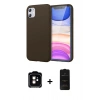 MARSİLYAN™- iPhone 11 Kılıf Kozmos Yansıma Özel Seri - Siyah 6D Antistatik Mat Seramik Hayalet Nano Ekran Koruyucu + Turuncu PVD Metal Kamera Lens