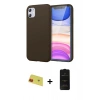 MARSİLYAN™- iPhone 11 Kılıf Kozmos Yansıma Özel Seri - Siyah 6D Antistatik Mat Seramik Hayalet Nano Ekran Koruyucu + Rainbow Kamera Lens Koruma Cam - KI