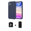 MARSİLYAN™- iPhone 11 Kılıf Kozmos Yansıma Özel Seri - Siyah 6D Antistatik Mat Seramik Hayalet Nano Ekran Koruyucu + Turuncu PVD Metal Kamera Lens