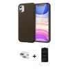 MARSİLYAN™- iPhone 11 Kılıf Kozmos Yansıma Özel Seri - Siyah 6D Antistatik Mat Seramik Hayalet Nano Ekran Koruyucu + Pers Alüminyum Kamera Lens - YL