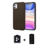 MARSİLYAN™- iPhone 11 Kılıf Kozmos Yansıma Özel Seri - Siyah 6D Antistatik Mat Seramik Hayalet Nano Ekran Koruyucu + PVD Metal Kamera Lens - SH
