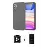MARSİLYAN™- iPhone 11 Kılıf Kozmos Yansıma Özel Seri - Siyah 6D Antistatik Mat Seramik Hayalet Nano Ekran Koruyucu + Turuncu PVD Metal Kamera Lens