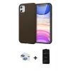MARSİLYAN™- iPhone 11 Kılıf Kozmos Yansıma Özel Seri - Siyah 6D Antistatik Mat Seramik Hayalet Nano Ekran Koruyucu + Pers Alüminyum Kamera Lens - GI