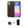 MARSİLYAN™- iPhone 11 Kılıf Kozmos Yansıma Özel Seri - Siyah 6D Antistatik Mat Seramik Hayalet Nano Ekran Koruyucu + Kamera Lens Koruma Cam - SF