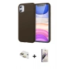 MARSİLYAN™- iPhone 11 Kılıf Kozmos Yansıma Özel Seri - Siyah Bilvis 3D Mat Cam Ekran Koruyucu + Gold Pers Alüminyum Kamera Lens