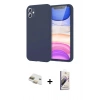MARSİLYAN™- iPhone 11 Kılıf Kozmos Yansıma Özel Seri - Siyah Bilvis 3D Mat Cam Ekran Koruyucu + Gold Pers Alüminyum Kamera Lens