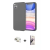 MARSİLYAN™- iPhone 11 Kılıf Kozmos Yansıma Özel Seri - Siyah Bilvis 3D Mat Cam Ekran Koruyucu + Gold Pers Alüminyum Kamera Lens
