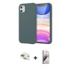 MARSİLYAN™- iPhone 11 Kılıf Kozmos Yansıma Özel Seri - Siyah Bilvis 3D Mat Cam Ekran Koruyucu + Gold Pers Alüminyum Kamera Lens