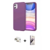 MARSİLYAN™- iPhone 11 Kılıf Kozmos Yansıma Özel Seri - Siyah Bilvis 3D Mat Cam Ekran Koruyucu + Gold Pers Alüminyum Kamera Lens