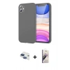 MARSİLYAN™- iPhone 11 Kılıf Kozmos Yansıma Özel Seri - Siyah Bilvis 3D Mat Cam Ekran Koruyucu + Lacivert Pers Alüminyum Kamera Lens