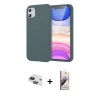 MARSİLYAN™- iPhone 11 Kılıf Kozmos Yansıma Özel Seri - Siyah Bilvis 3D Mat Cam Ekran Koruyucu + Lacivert Pers Alüminyum Kamera Lens