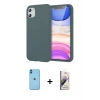 MARSİLYAN™- iPhone 11 Kılıf Kozmos Yansıma Özel Seri - Siyah Bilvis 3D Mat Cam Ekran Koruyucu + Neon Fosforlu Kamera Lens - MI