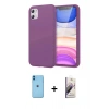 MARSİLYAN™- iPhone 11 Kılıf Kozmos Yansıma Özel Seri - Siyah Bilvis 3D Mat Cam Ekran Koruyucu + Neon Fosforlu Kamera Lens - MI