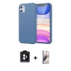 MARSİLYAN™- iPhone 11 Kılıf Kozmos Yansıma Özel Seri - Siyah Bilvis 3D Mat Cam Ekran Koruyucu + PVD Metal Kamera Lens - MI