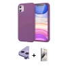MARSİLYAN™- iPhone 11 Kılıf Kozmos Yansıma Özel Seri - Siyah Bilvis 3D Mat Cam Ekran Koruyucu + Mor Raze Metal Kamera Lens