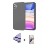 MARSİLYAN™- iPhone 11 Kılıf Kozmos Yansıma Özel Seri - Siyah Bilvis 3D Mat Cam Ekran Koruyucu + Mor Raze Metal Kamera Lens