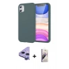 MARSİLYAN™- iPhone 11 Kılıf Kozmos Yansıma Özel Seri - Siyah Bilvis 3D Mat Cam Ekran Koruyucu + Mor Raze Metal Kamera Lens