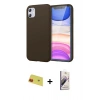 MARSİLYAN™- iPhone 11 Kılıf Kozmos Yansıma Özel Seri - Siyah Bilvis 3D Mat Cam Ekran Koruyucu + Rainbow Kamera Lens Koruma Cam - KI