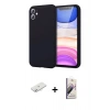 MARSİLYAN™- iPhone 11 Kılıf Kozmos Yansıma Özel Seri - Siyah Bilvis 3D Mat Cam Ekran Koruyucu + Renkli Kamera Lens Koruma Cam - SI