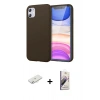 MARSİLYAN™- iPhone 11 Kılıf Kozmos Yansıma Özel Seri - Siyah Bilvis 3D Mat Cam Ekran Koruyucu + Renkli Kamera Lens Koruma Cam - SI