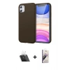 MARSİLYAN™- iPhone 11 Kılıf Kozmos Yansıma Özel Seri - Siyah Bilvis 3D Mat Cam Ekran Koruyucu + Kamera Lens Koruma Cam - SF