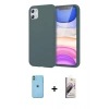 MARSİLYAN™- iPhone 11 Kılıf Kozmos Yansıma Özel Seri - Siyah Bilvis 3D Mat Cam Ekran Koruyucu + Neon Fosforlu Kamera Lens - YL