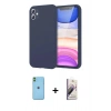 MARSİLYAN™- iPhone 11 Kılıf Kozmos Yansıma Özel Seri - Siyah Bilvis 3D Mat Cam Ekran Koruyucu + Neon Fosforlu Kamera Lens - YL