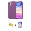 MARSİLYAN™- iPhone 11 Kılıf Kozmos Yansıma Özel Seri - Siyah Bilvis 5in1 3D Magic Cam Ekran Koruyucu + Kırmızı Rainbow Kamera Lens Koruma Cam