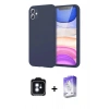 MARSİLYAN™- iPhone 11 Kılıf Kozmos Yansıma Özel Seri - Siyah Bilvis 5in1 3D Magic Cam Ekran Koruyucu + Mavi PVD Metal Kamera Lens