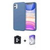 MARSİLYAN™- iPhone 11 Kılıf Kozmos Yansıma Özel Seri - Siyah Bilvis 5in1 3D Magic Cam Ekran Koruyucu + Mavi PVD Metal Kamera Lens