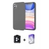 MARSİLYAN™- iPhone 11 Kılıf Kozmos Yansıma Özel Seri - Siyah Bilvis 5in1 3D Magic Cam Ekran Koruyucu + Mavi PVD Metal Kamera Lens