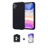 MARSİLYAN™- iPhone 11 Kılıf Kozmos Yansıma Özel Seri - Siyah Bilvis 5in1 3D Magic Cam Ekran Koruyucu + Mavi PVD Metal Kamera Lens
