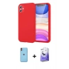 MARSİLYAN™- iPhone 11 Kılıf Kozmos Yansıma Özel Seri - Siyah Bilvis 5in1 5D Magic Hayalet Cam Ekran Koruyucu + Turuncu Neon Fosforlu Kamera Lens