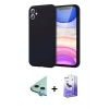 MARSİLYAN™- iPhone 11 Kılıf Kozmos Yansıma Özel Seri - Siyah Bilvis 5in1 5D Magic Hayalet Cam Ekran Koruyucu + Mavi Raze Metal Kamera Lens