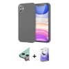 MARSİLYAN™- iPhone 11 Kılıf Kozmos Yansıma Özel Seri - Siyah Bilvis 5in1 5D Magic Hayalet Cam Ekran Koruyucu + Kırmızı Raze Metal Kamera Lens