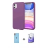 MARSİLYAN™- iPhone 11 Kılıf Kozmos Yansıma Özel Seri - Siyah Bilvis 5in1 5D Magic Hayalet Cam Ekran Koruyucu + Turuncu Neon Fosforlu Kamera Lens