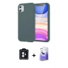 MARSİLYAN™- iPhone 11 Kılıf Kozmos Yansıma Özel Seri - Siyah Bilvis 5in1 5D Magic Hayalet Cam Ekran Koruyucu + PVD Metal Kamera Lens - MI