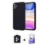 MARSİLYAN™- iPhone 11 Kılıf Kozmos Yansıma Özel Seri - Siyah Bilvis 5in1 5D Magic Hayalet Cam Ekran Koruyucu + PVD Metal Kamera Lens - MI