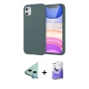MARSİLYAN™- iPhone 11 Kılıf Kozmos Yansıma Özel Seri - Siyah Bilvis 5in1 5D Magic Hayalet Cam Ekran Koruyucu + Mavi Raze Metal Kamera Lens